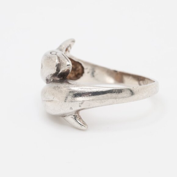 Vintage Sterling Silver Dolphins Ring - Picture 2 of 10